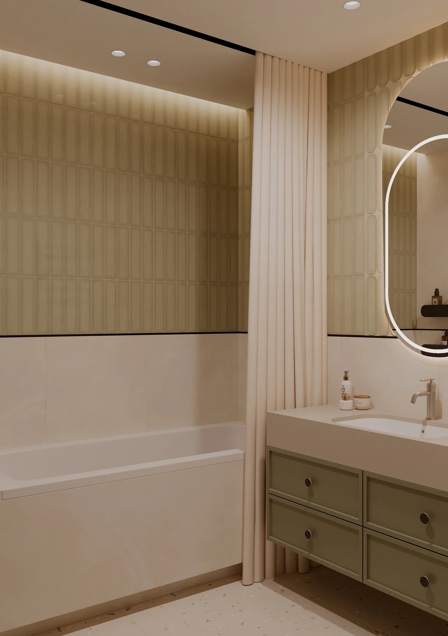 Ванная в стиле минимализм с подсветкой