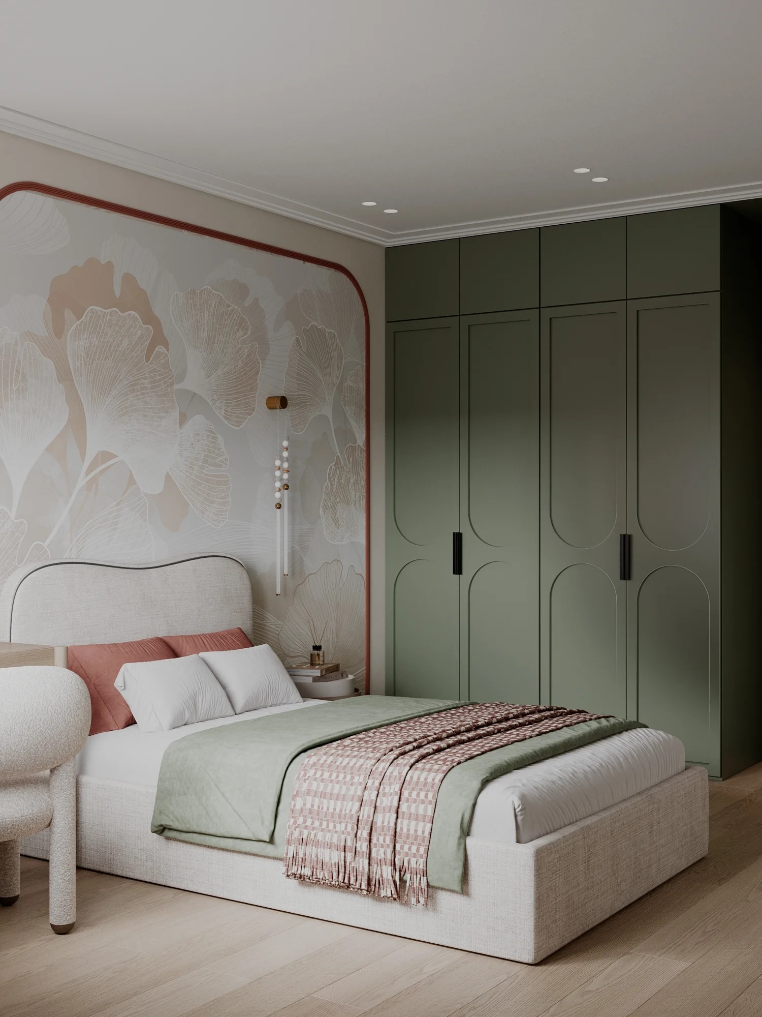 Спальня с яркими акцентами