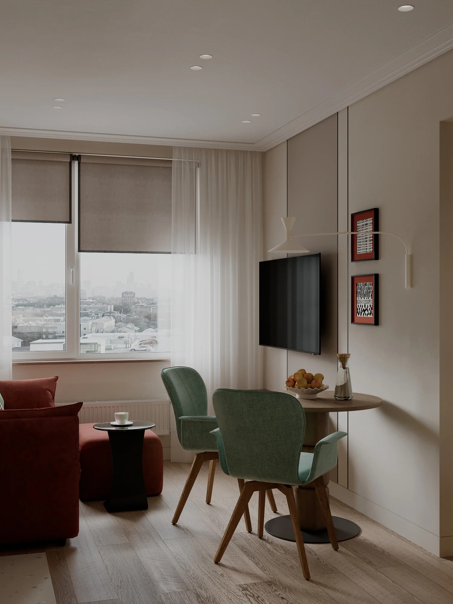 Кухня-гостиная в минималистичном цвете